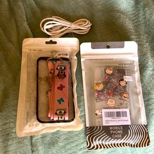 (2) iPhone 7/8/X/XS cases & (1) 8ft charger